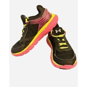 Under Armour Sneakers Girls 1258770-001 Size 1Y Hot Pink Black Yellow
